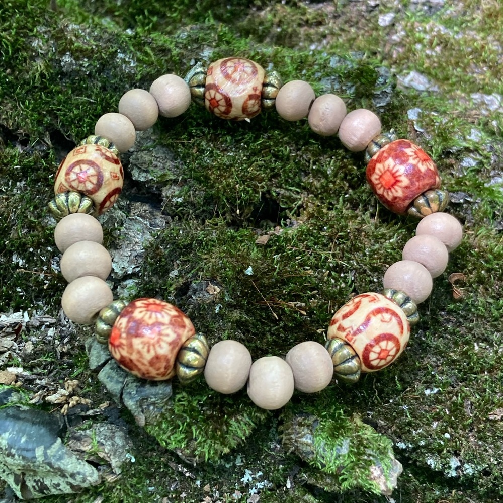 Handmade Wood Bead Bracelet